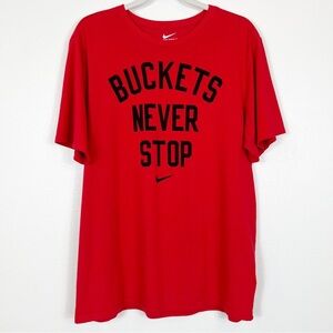Nike Buckets Never Stop Tee Shirt Red Short Sleeve Men's Size XL